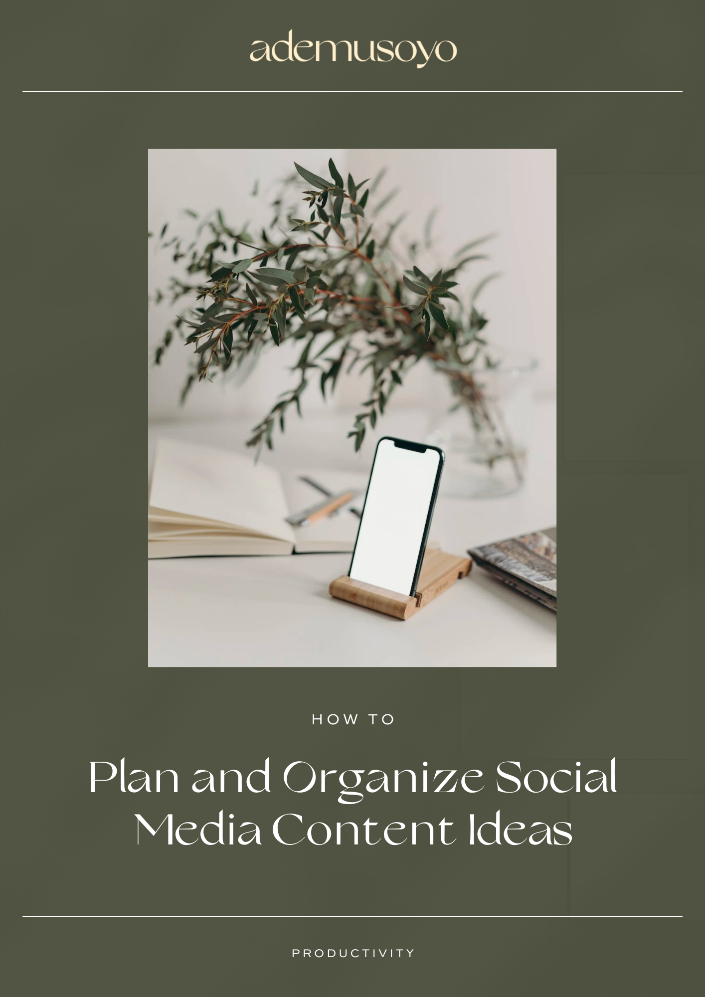 a mobile phone on a mobile phone stand and an overlay text on a green background that says "how to plan and organize social media content ideas", social media content scheduling, manage social media content