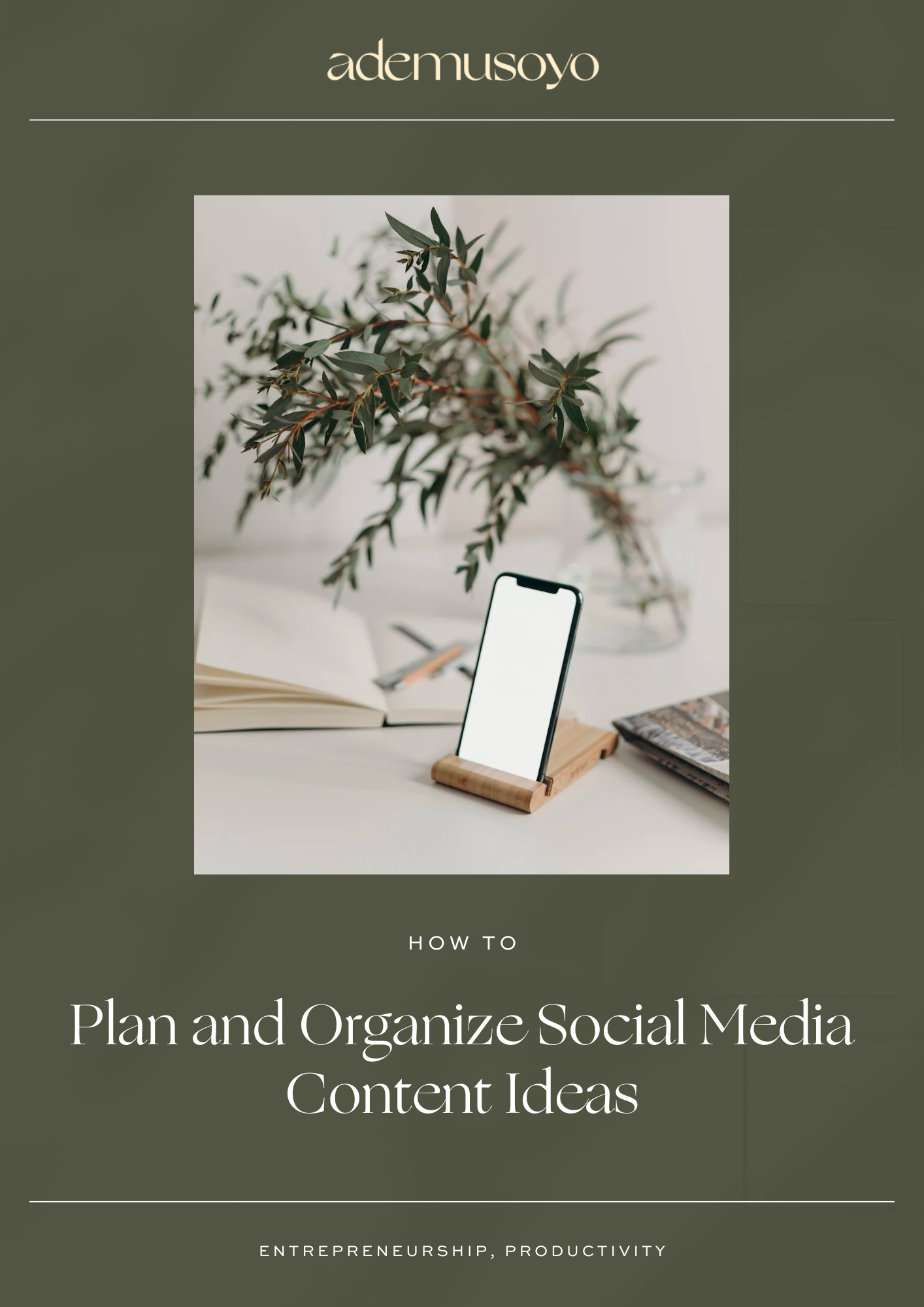a mobile phone on a mobile phone stand and an overlay text on a green background that says "how to plan and organize social media content ideas", social media content scheduling,manage social media content