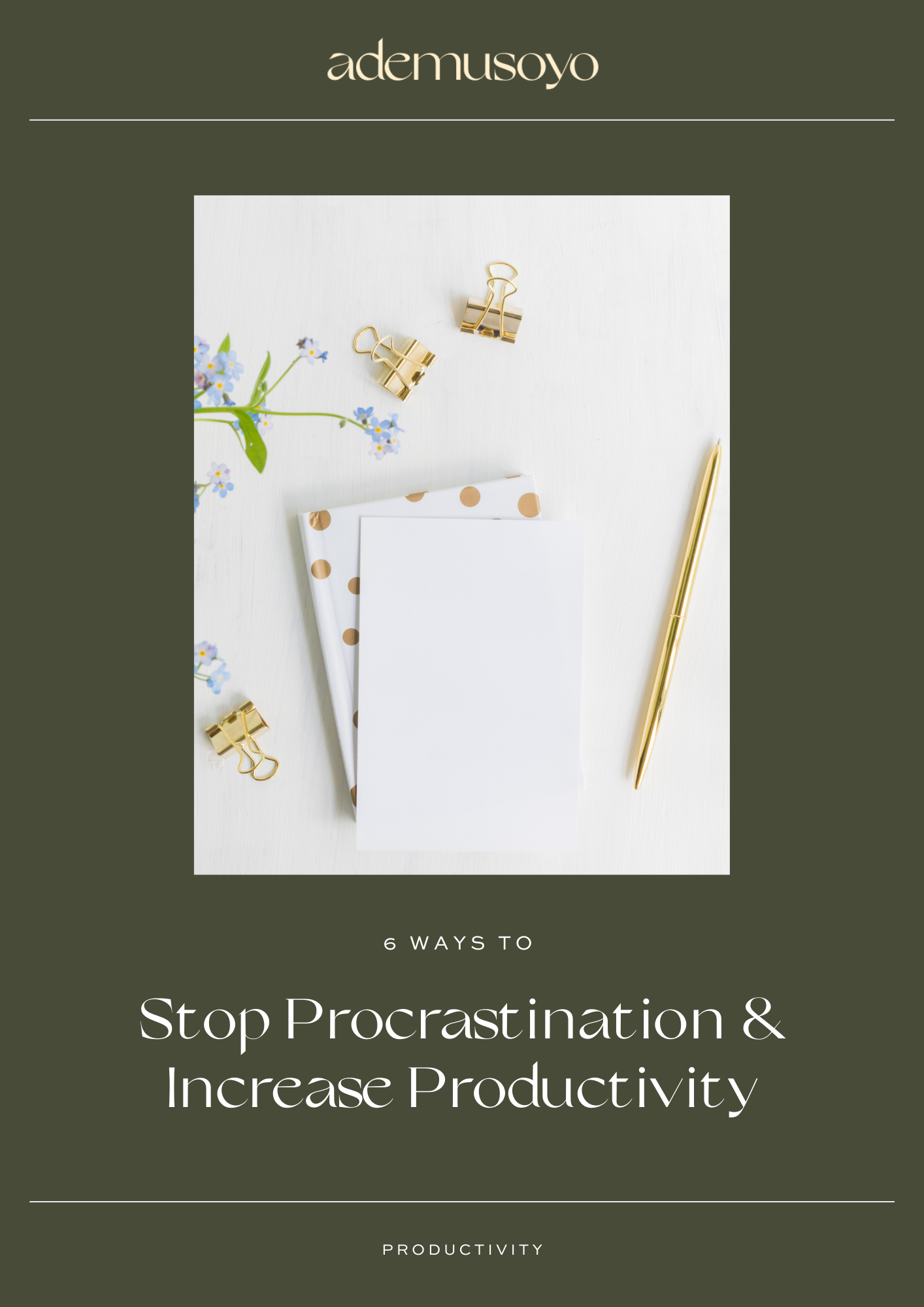 a blog image with text overlay of 6 ways to stop procrastination and Increase Productivity