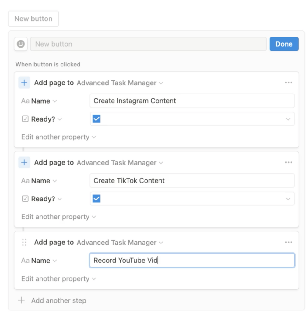 a screenshot of how to add repetitive tasks to your Notion task management database