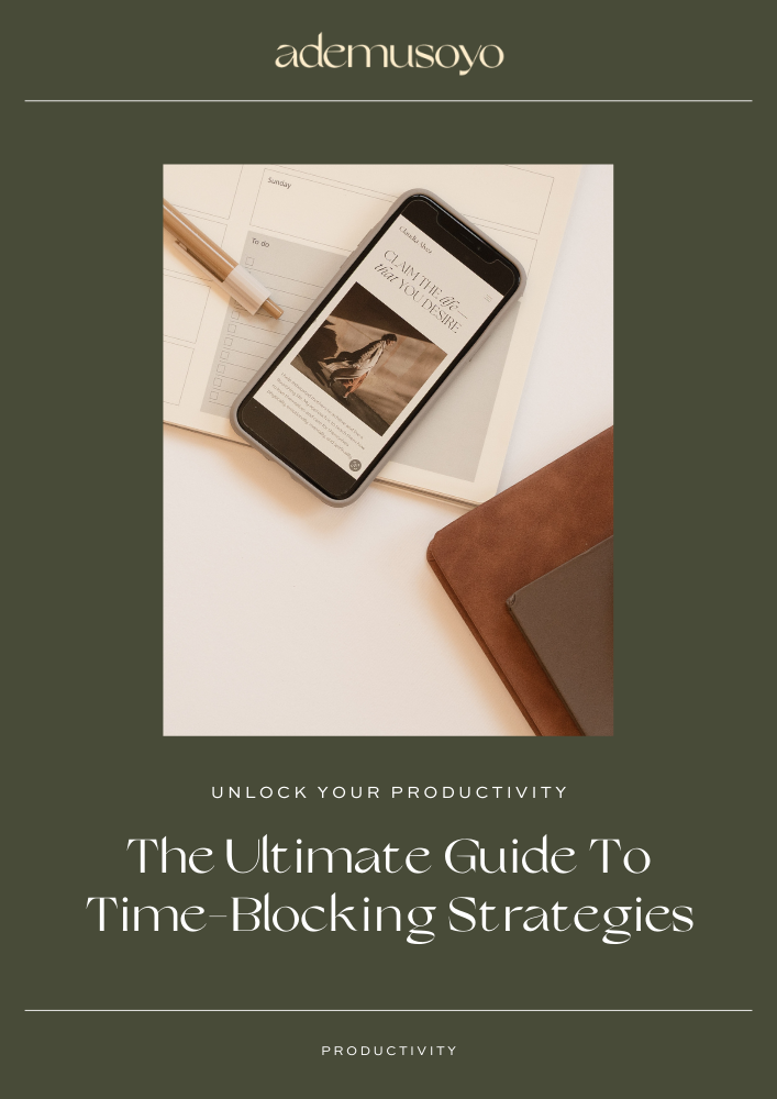 a blog cover image for a blog post with a title Unlock Your Productivity: The Ultimate Guide To Time-Blocking Strategies